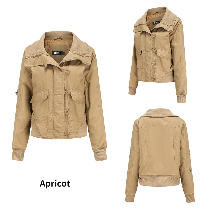 New women's short winter warm Women's high collar ribbed cotton jacket_voghion.com