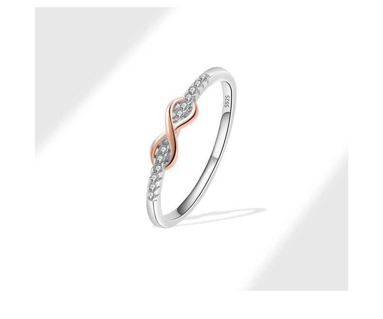 Women's Jewelry S925 Silver Ring Small Fresh Lucky 8 Shaped Ring Inlaid With Zircon Simple And Fashionable Single Row Tail Ring_voghion.com