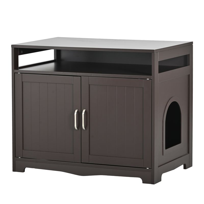 Litter Box Enclosure, Cat Litter Box Furniture With Hidden Plug, 2 Doors,Indoor Cat Washroom Storage Bench Side Table Cat House, Large Wooden Enclused Litter Box House, Esspresso_voghion.com