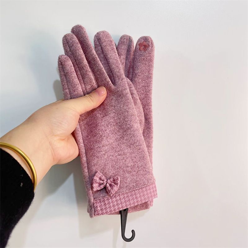 Cashmere gloves for women to keep warm cool in winter, simple cycling windproof, Korean version cute and versatile,_voghion.com