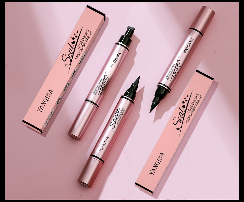 3 pçs cabeça dupla 2 in1 delineador líquido à prova dwaterproof água estrela coração asa formas tatuagem selo rápido para secar olho forro lápis ferramenta de maquiagem_voghion.com