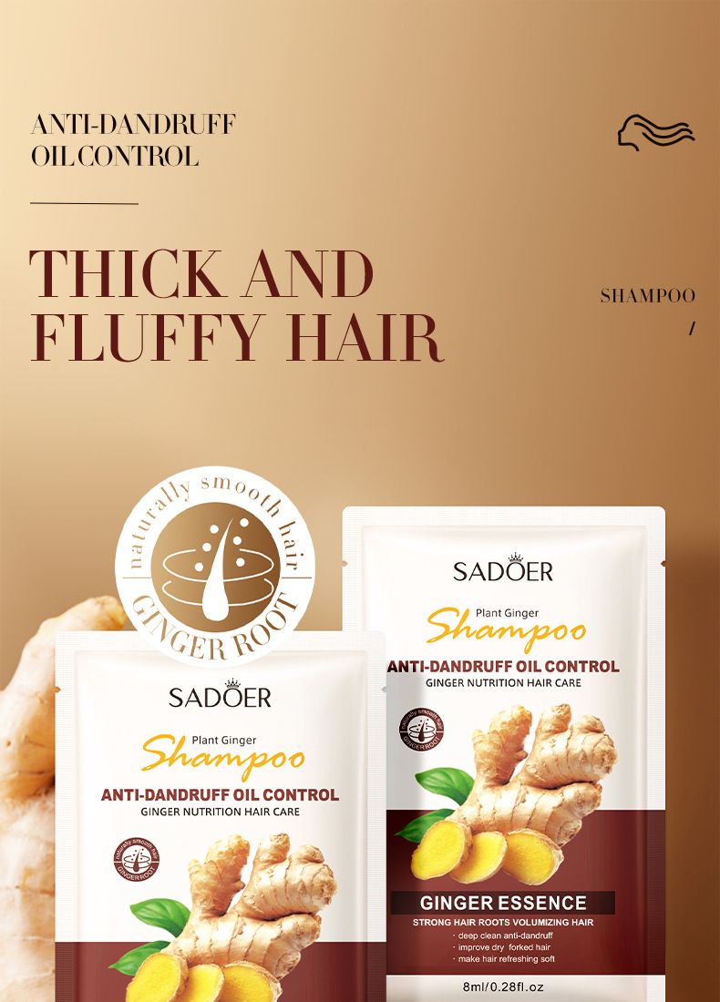 Full English Ginger Shampoo Bagged SADOER Moisturizing Smooth Deep Cleaning Portable Pack_voghion.com