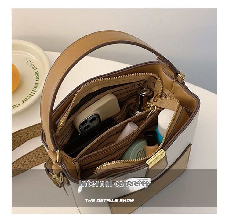 Di alta qualità per le donne 2024 nuova borsa a secchiello casual semplice e di grande capacità da donna, borsa a tracolla con tracolla larga_voghion.com