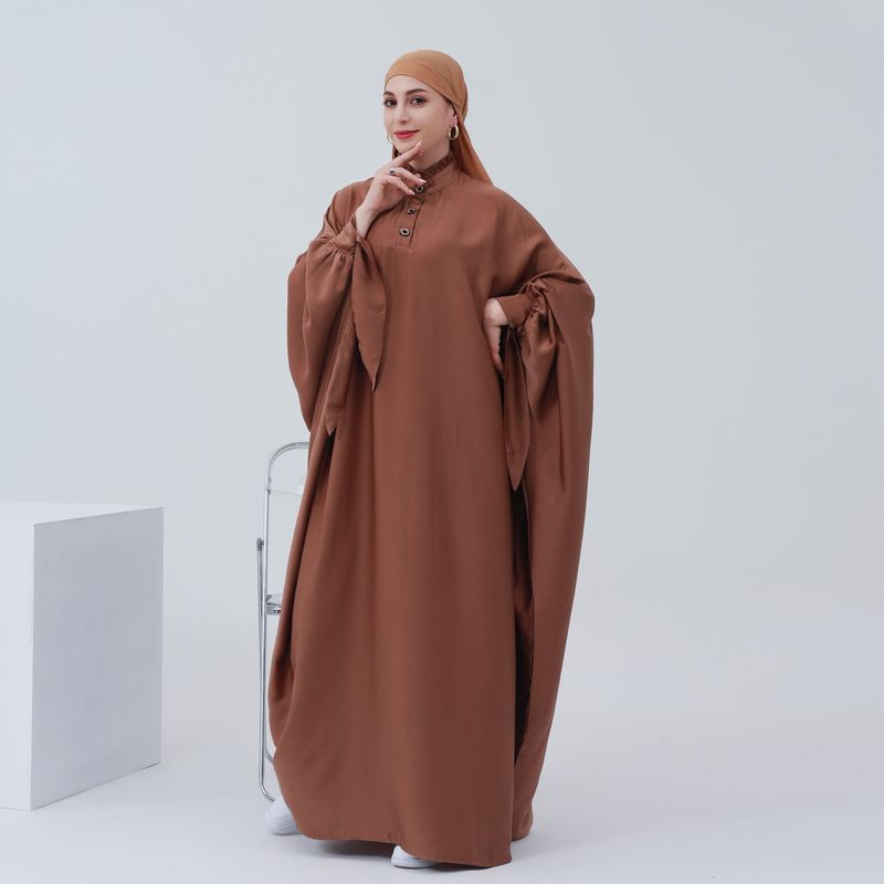 Damenbekleidung Langes Swing-Kleid in Volltonfarbe_voghion.com