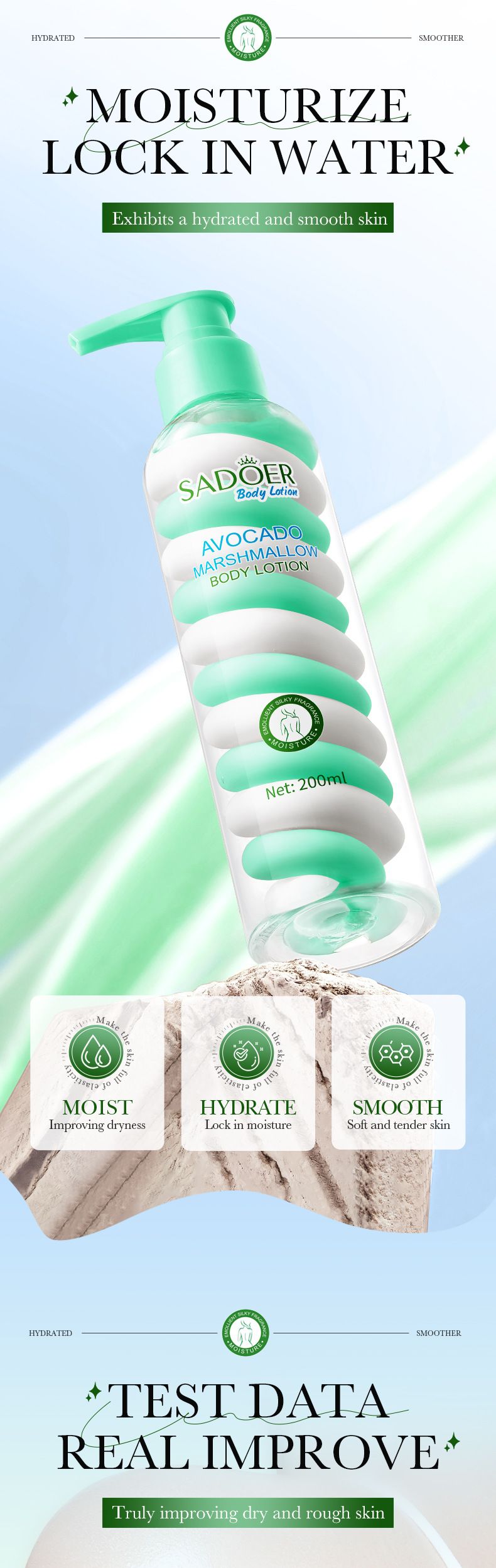 SADOER Blutorangen-Marshmallow-Körperlotion, 200 ml, Niacinamid, Avocado-Frucht-Körperlotion_voghion.com