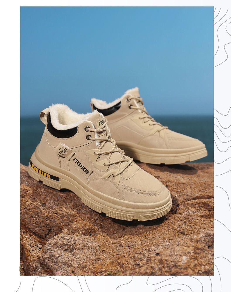 Herren-Winterstiefel mit dickem Fleecefutter, rutschfester Gummisohle, warm und langlebig für Outdoor-Wanderungen, tägliches Tragen, Schneestiefel, Outdoor-Baumwollschuhe_voghion.com