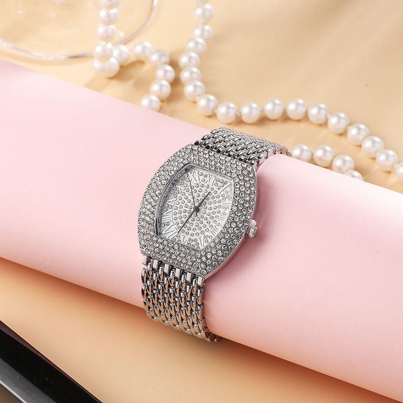 Női karórák, divatos, kétrészes, gyémántokkal teli, eltúlzott kvarcóra, titán acél, csattal ellátott karkötő_voghion.com