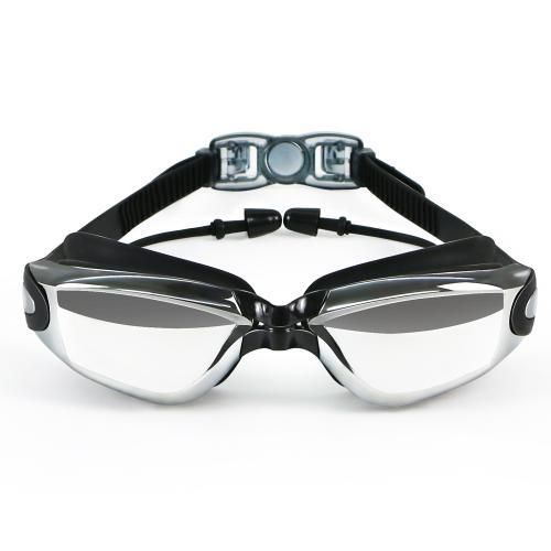 Ochelari de înot HD impermeabili, anti-ceață, miopie, pentru bărbați și femei, cu ramă mare, electrolizați, cu dopuri de urechi, lumină plată_voghion.com