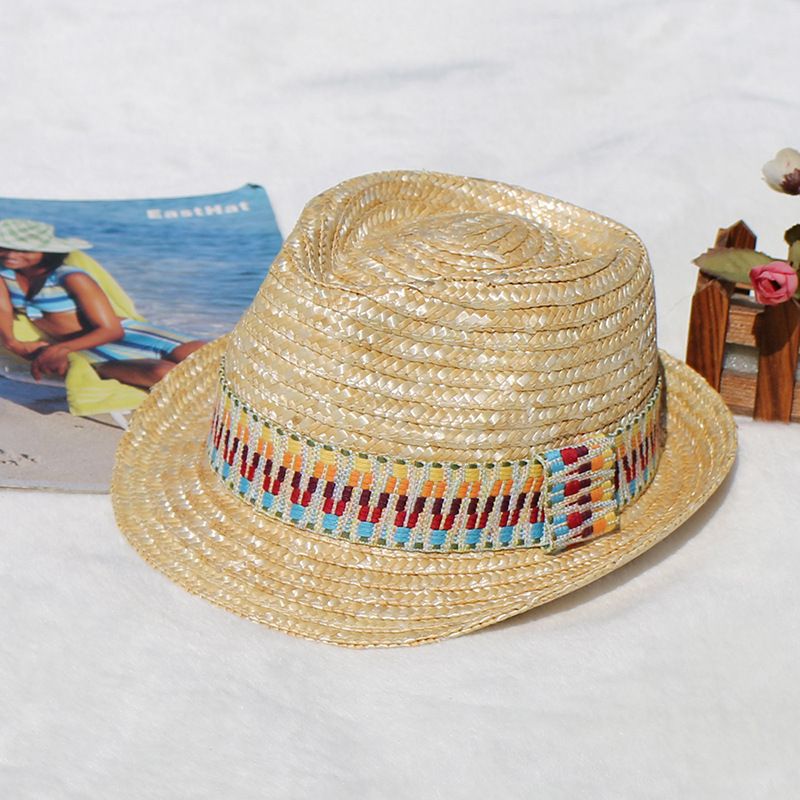Natural straw braid summer straw colorful decoration with sun protection hat seaside resort straw hat_voghion.com