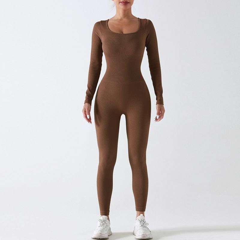 vvcx 2025s Threaded Seamless Yoga Integrated Sports Training Fitness Suit High Elasticity Tummy Control Shapewear One-Piece_voghion.com