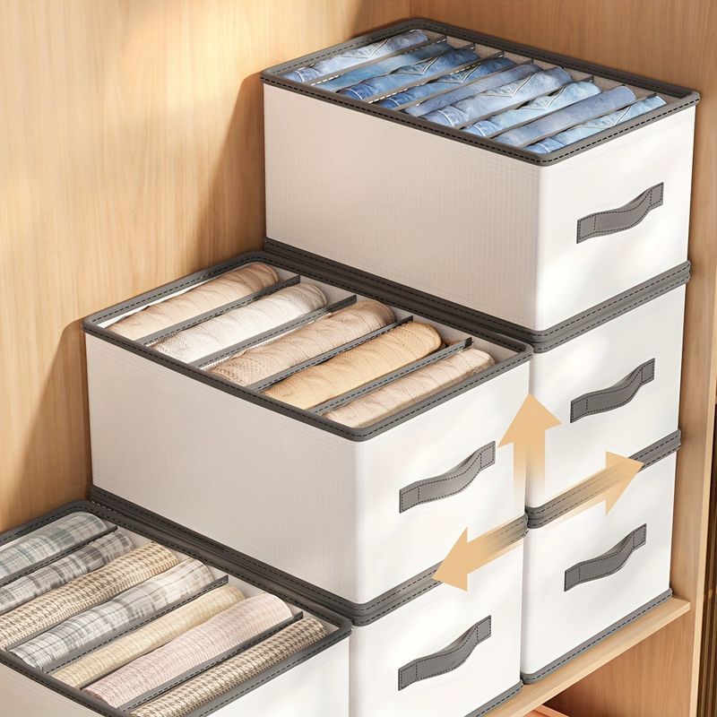 Foldable Storage Organizer With Dividers | Space-Saving Polyamide Drawer Organizer For Clothes Underwear Towels Home Dorm Bedroom142_voghion.com