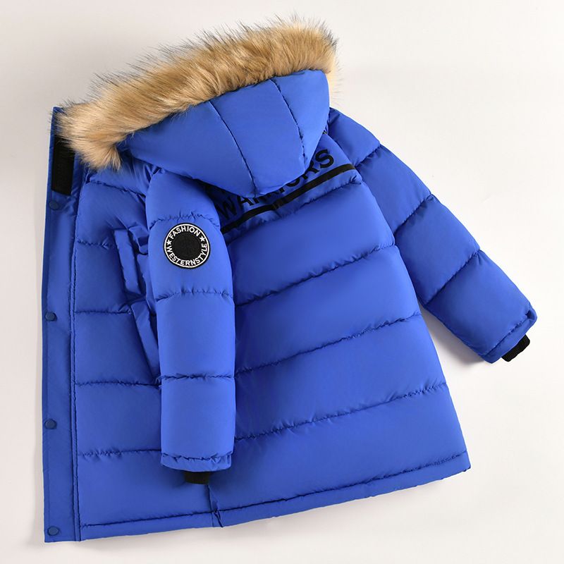 Manteau d'hiver en coton pour garçon, version coréenne, grande taille, lettre pour enfants, mi-long, en duvet, épais et chaud, tendance_voghion.com