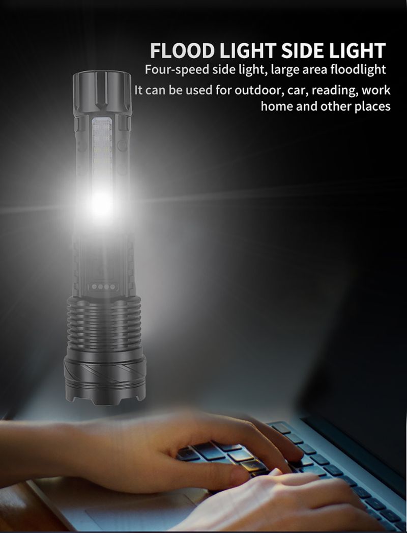 PowerfulXHP50LEDFlashlightWaterproof18650TorchWithSideLight7ModesCampingFishingLanternUSBRechargeableZoomLamp_voghion.com