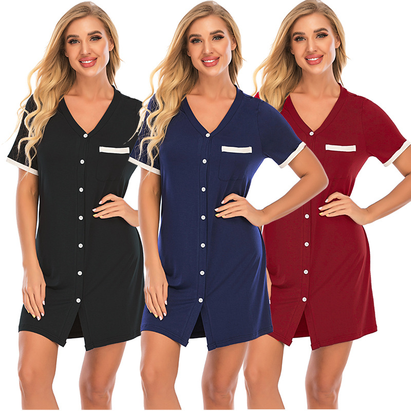 Indumenti da notte da donna Camicia da notte loungewear Camicia da notte sexy casual comoda e fresca_voghion.com