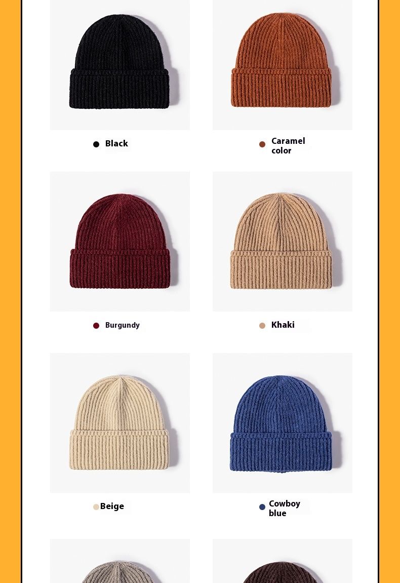 Korean Single Color Men's And Women's Knitted Hats For Autumn And Winter Cycling And Shopping Fashionable Flip Up Woolen Hats_voghion.com