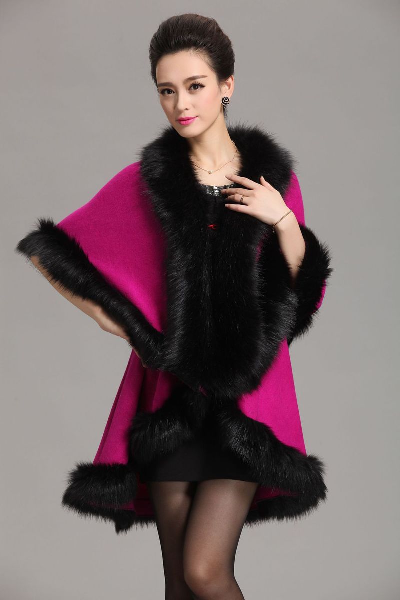 Wool cape cape women's large size knitted cardigan loose cape coat_voghion.com