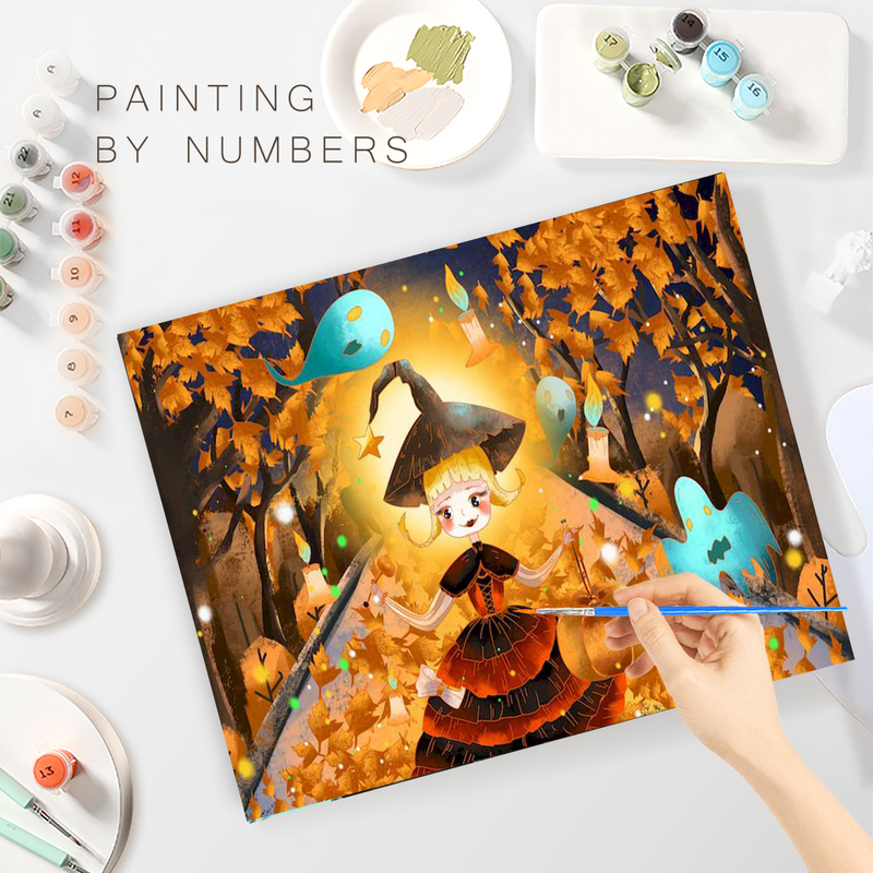 RUOPOTY 40×50cm Paint By Numbers Handmade Decorative Paintings Halloween Witch Personalized Gift Artwork_voghion.com
