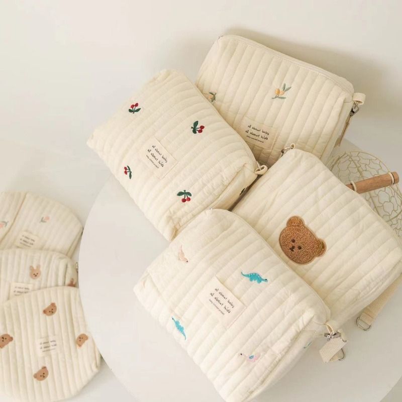 Portable Stroller Nappy Bag Quilted Baby Diaper Caddy Organizer Embroidered Mommy Bags Babies Accessories Changing Bag Storage_voghion.com