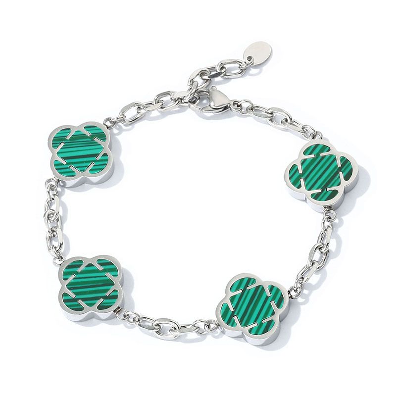 Women's Jewelry Four Leaf Clover Titanium Steel Bracelet Jewelry Simple Five Flower Chain Stainless Steel Hand Jewelry_voghion.com