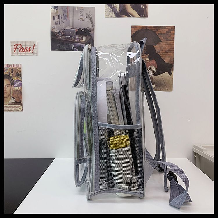 Andralyn Sac à dos en PVC de grande capacité, sac à dos tendance, simple, transparent et étanche, pour hommes et femmes_voghion.com