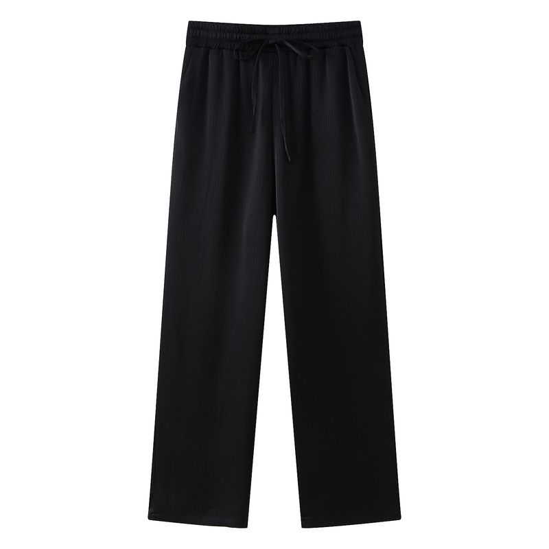 Roupas femininas estilo de rua com efeito amassado, blazer trespassado, calças com efeito amassado_voghion.com