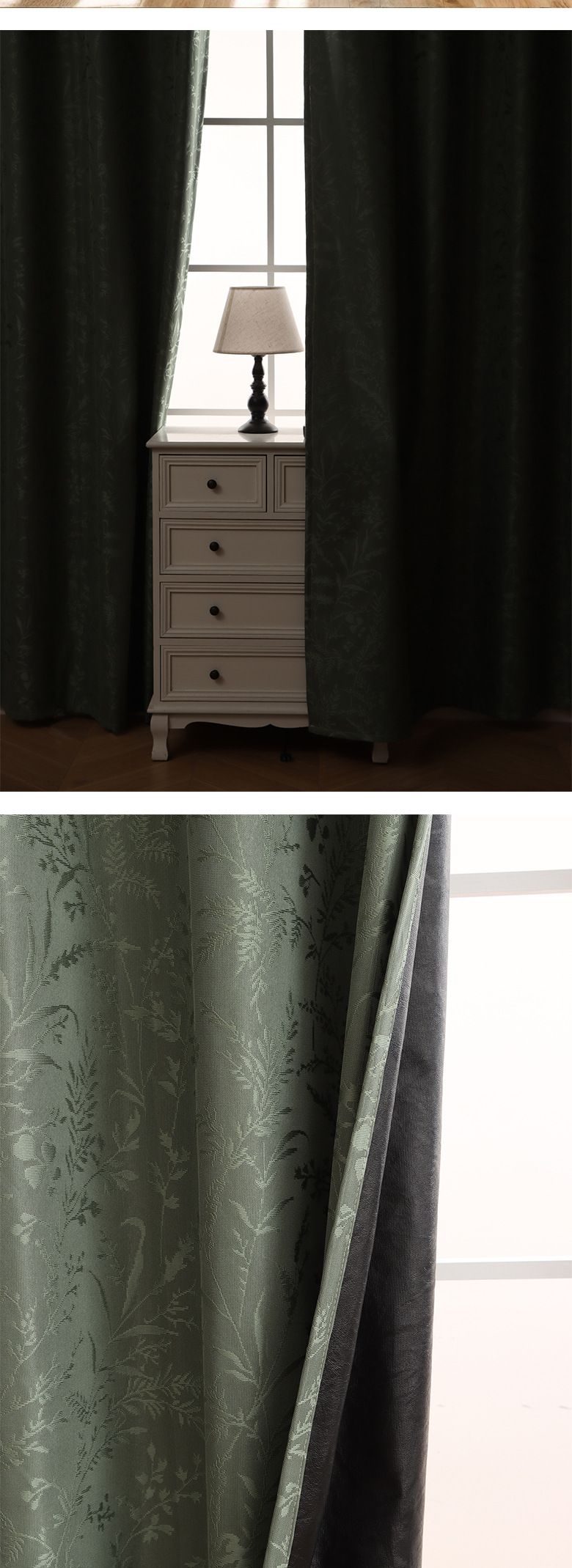 Blackout Curtains With Jacquard Design For Living Room & Bedroom - Thermal Insulated, 100% Light Blocking, 1 Panel (Orange/Green)_voghion.com