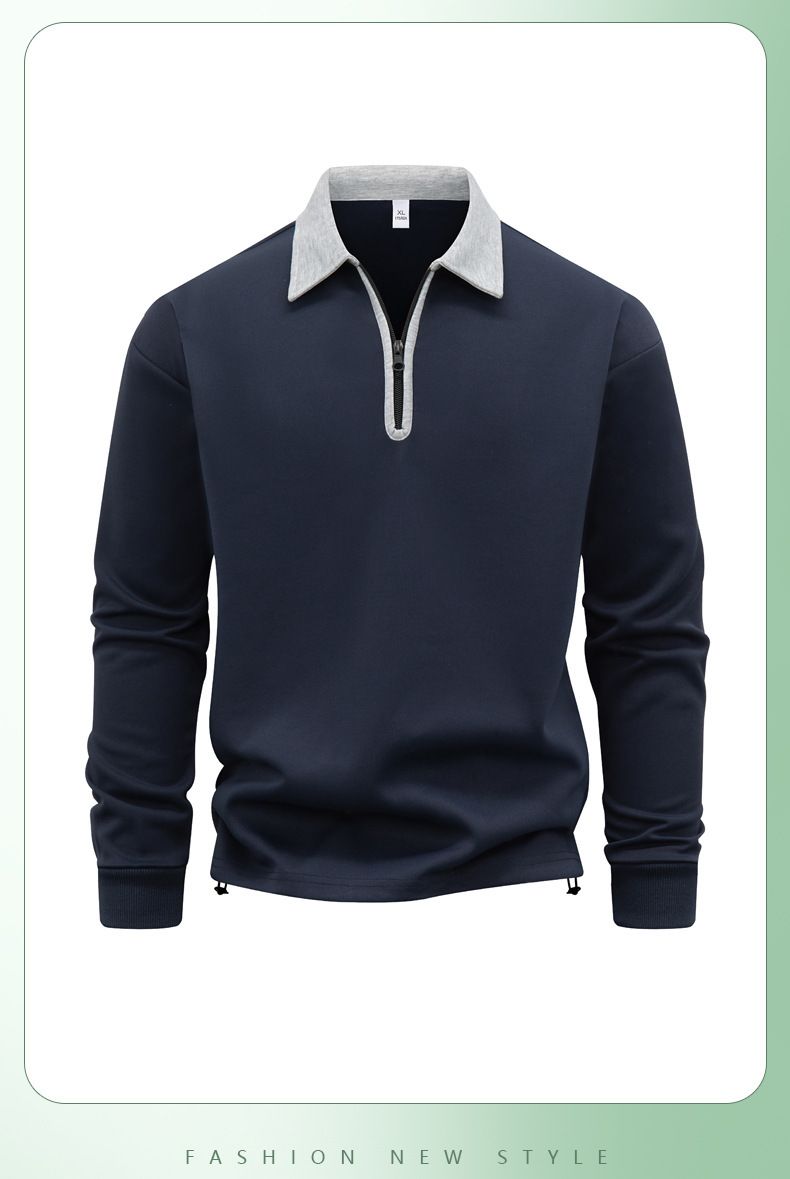 Herren-Sweatshirt mit Reißverschluss – Koreanisch inspirierter Oversize-Pullover mit Stehkragen (Schwarz/Marineblau/Beige/Grau)_voghion.com