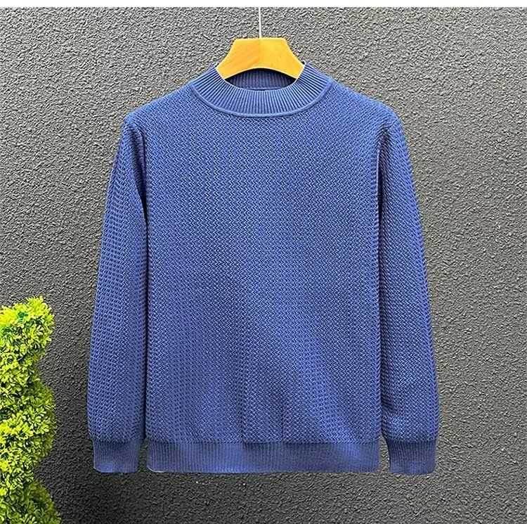 Herren Fleecepullover mit hohem Kragen, schmale Passform, langärmelig, Strickpullover, warm, lässig, Rollkragenoberteil_voghion.com