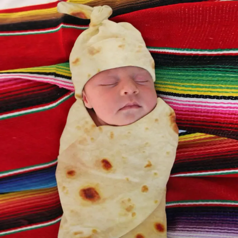 Burrito babytæppe swaddle mel tortilla swaddle tæppe sove swaddle wrap med hat_voghion.com