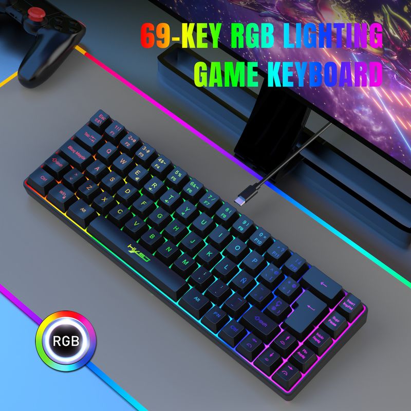 İspanyolca kablolu 69 tuşlu film RGB arkadan aydınlatmalı oyun klavyesi_voghion.com