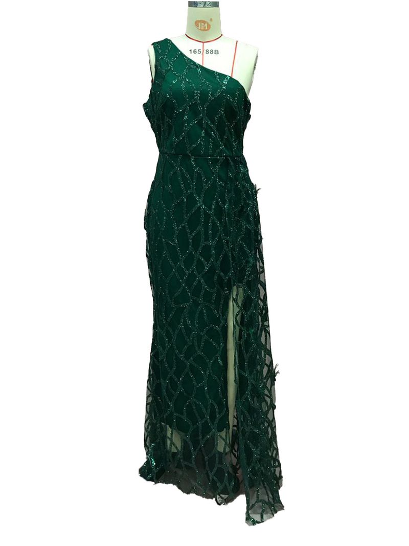 Damenbekleidung neue Farbe Pailletten Fee lange ärmellose Mode schlanke Temperament mittel und lang Abendkleid_voghion.com