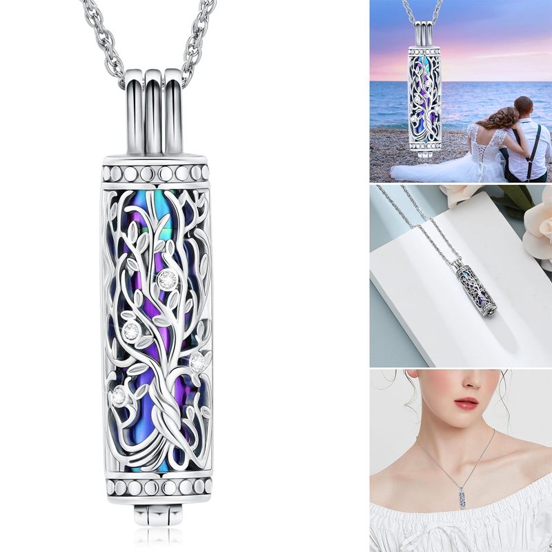 Ready Stock 1PC Feuerbestattung Schmuck Cyder Urne Halskette für Frauen Männer Andenken Memorial Mensch Haustier Asche Halter_voghion.com