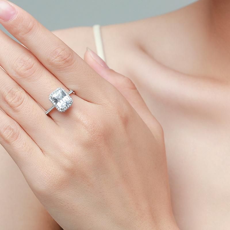 Tancise klassisk zirkon sølv ring damer smykker bryllup løfte fest gave_voghion.com