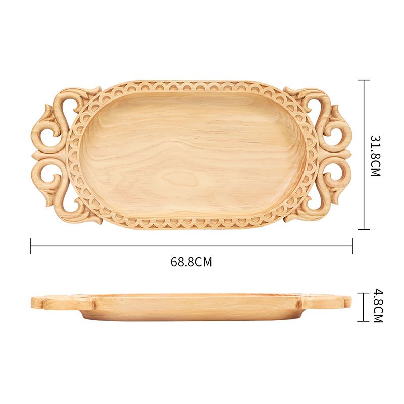 Inner Mongolia Solid Wood Roast Lamb Tray – Traditional Kazakh Meat Plate For Muslim Outdoor Feast (Large Mongolian Style Serving Platter)_voghion.com