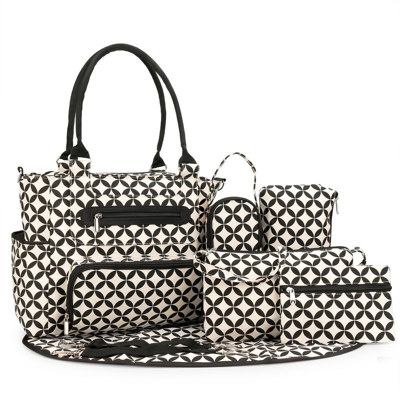 Aboutbaby Large Capacity 7-Piece Diaper Bag Set Multi-Functional Shoulder Tote With Spacious Compartments Stylish & Durable Polyester Travel Daily Use_voghion.com
