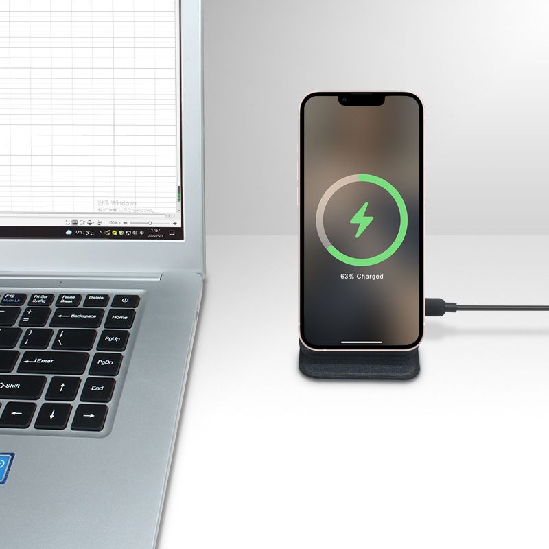 15W Fast Wireless Charger Stand With PU Base 2-in-1 Phone Holder & Qi-Certified Charging Pad Customizable Design (Black/Pattern/Logo)_voghion.com