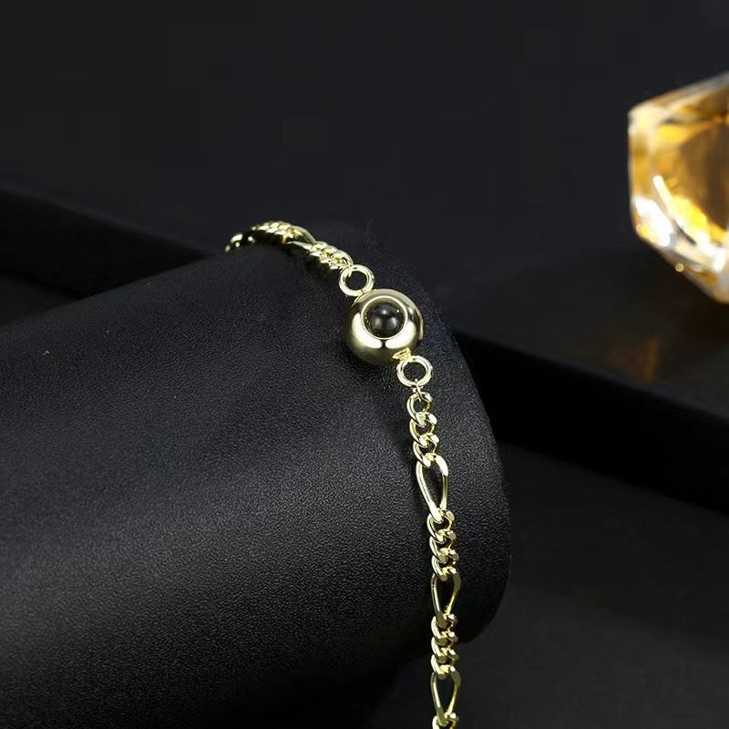Gold Cuban Chain Titan Stahl Projektionsarmband 100 Sprachen Ich liebe dich Text Farbanpassung_voghion.com