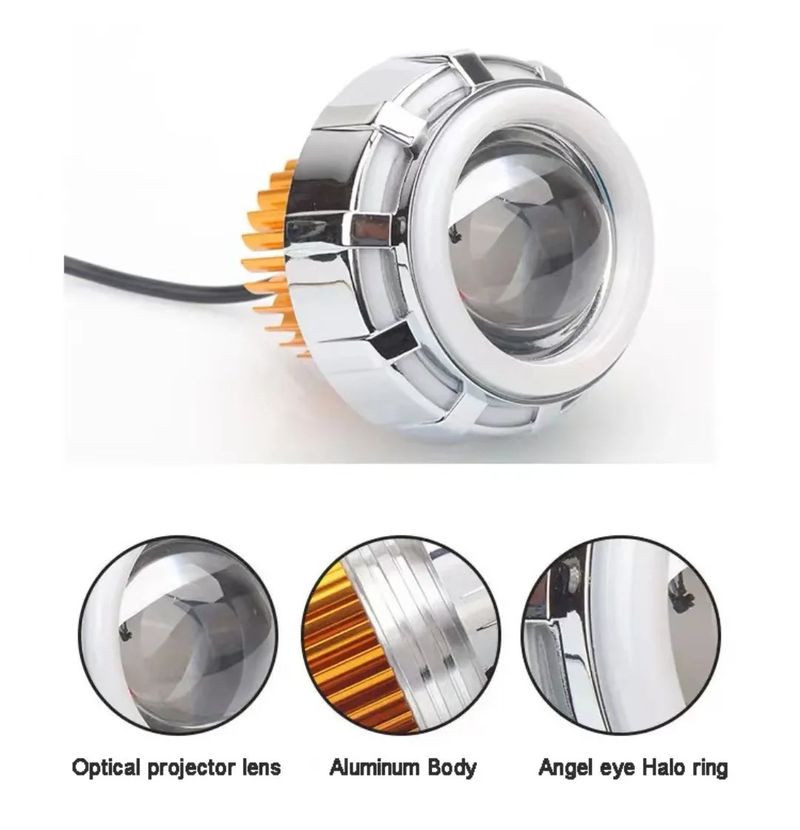 motorcycle LED flash modified headlight ghost fire angel eye demon eye dual light lens laser cannon_voghion.com