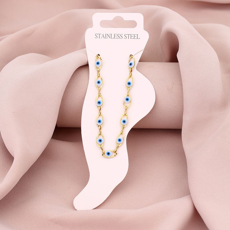 hot summer fashion all-match couple titanium steel anklet girl's high-grade dripping oil eye anklet accessories_voghion.com
