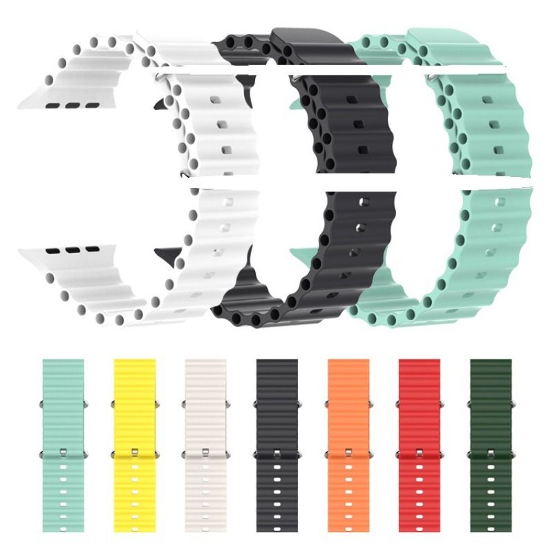 Gäller iPhone watch1-8 smart klocka med dubbla spänne av silikon havssportrem_voghion.com