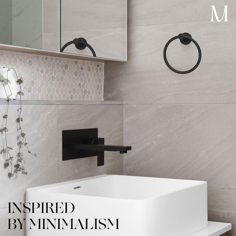 MARMOLUX ACC Matte Ring SUS304 Stainless Steel Wall Mounted For Kitchen & Black Hanger Bathroom Holder - Hand Towel Rack_voghion.com