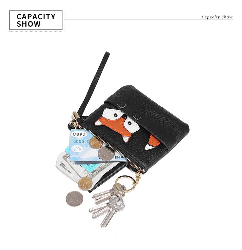Japanese ultra-thin card creative bag, keychain, cute mini zipper, leather coin purse, women's small wallet_voghion.com