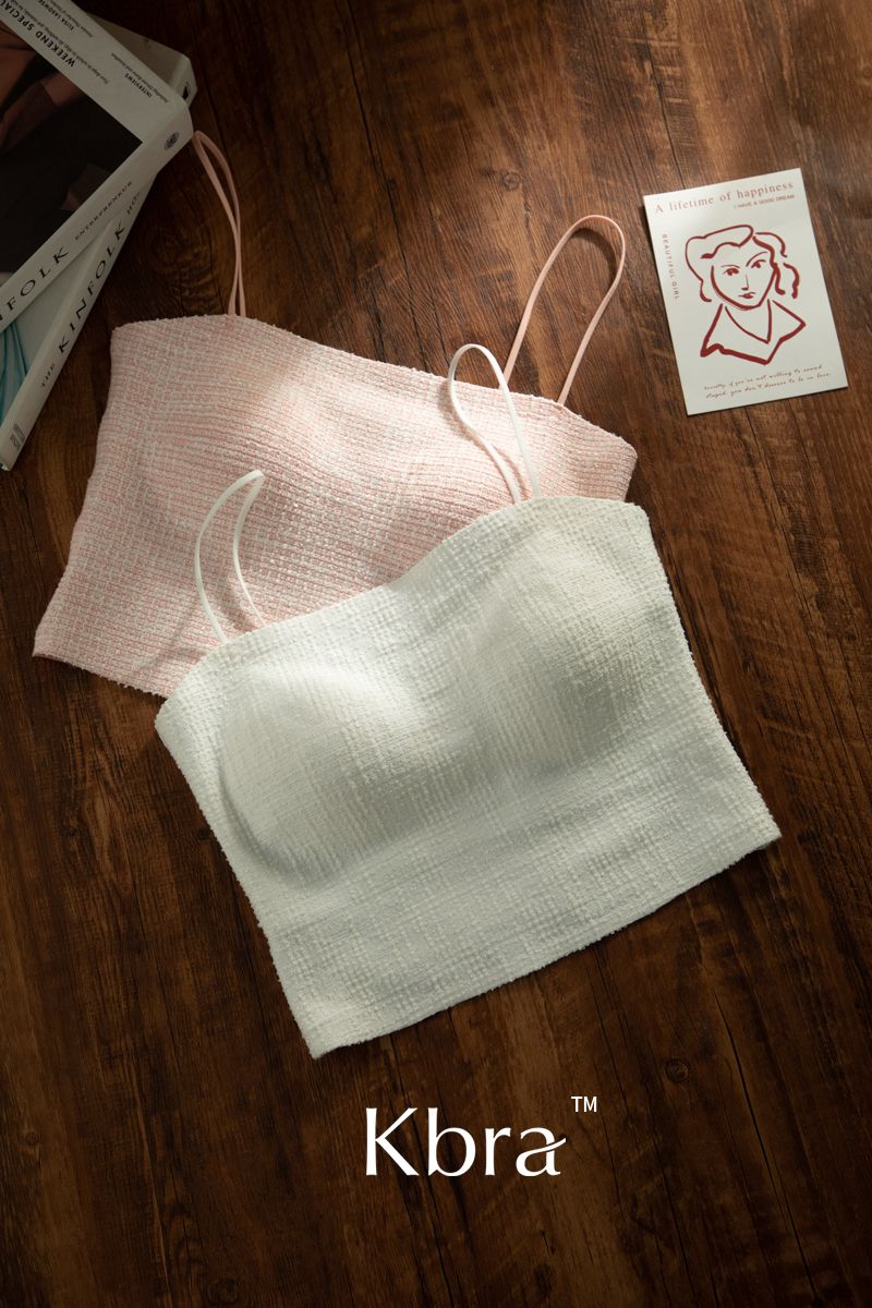 Canotta da donna in stile classico KBRA, reggiseno imbottito monopezzo, intimo con spalline sottili, top a tubino_voghion.com