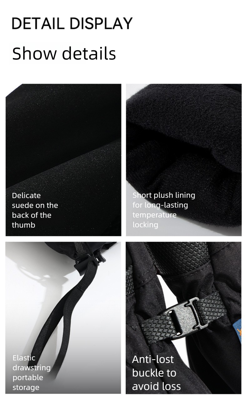 Ski Winter Warm Windproof Cold-proof Outdoor Cycling Touchscreen Fleece Lined Thickened Waterproof Fingerless Gloves_voghion.com