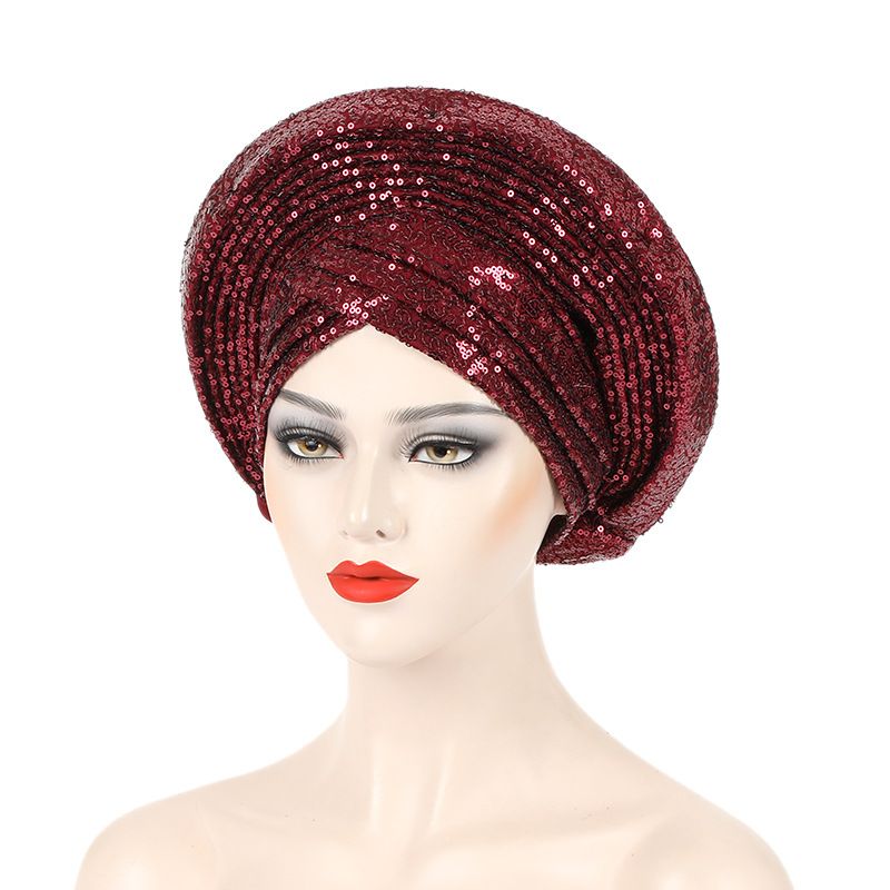 vendita calda paillettes pesanti laminate cappello da donna con croce sulla fronte cappello africano cappello musulmano_voghion.com