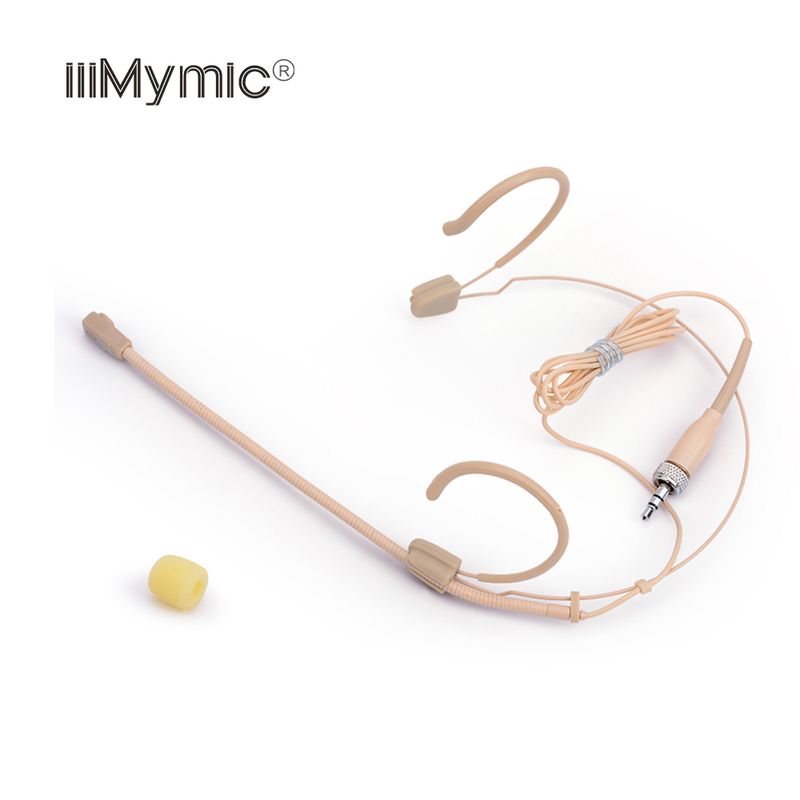 Ammattimainen beige kuulokemikrofoni, monisuuntainen, kondensaattorimikrofoni Sennheiserin langattomaan järjestelmään, 3,5 mm:n ruuviliitäntä_voghion.com