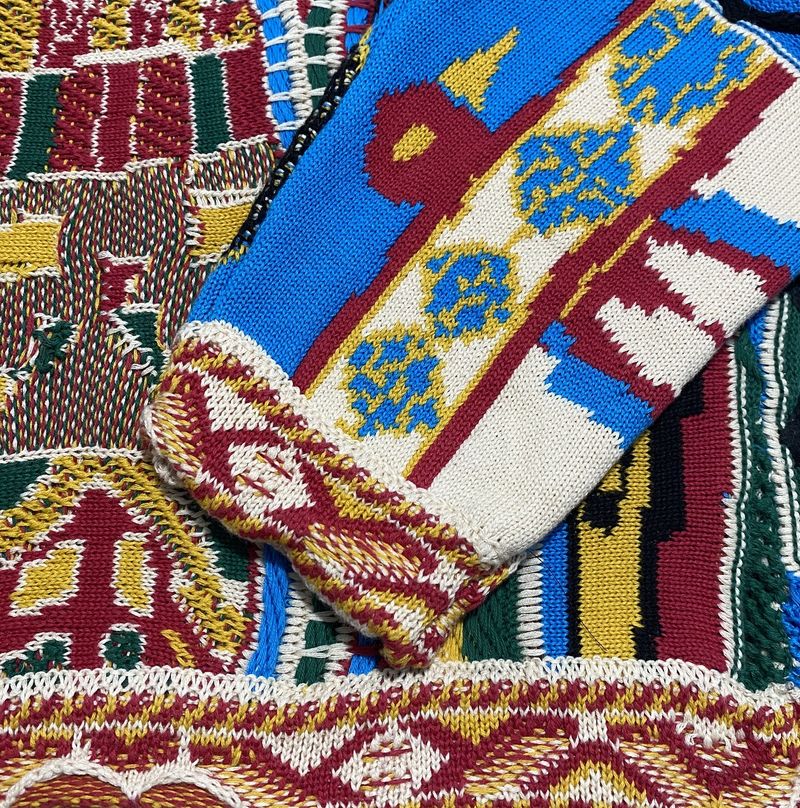 Maglione girocollo lavorato a maglia in stile etnico a contrasto vintage, con ritratto, in jacquard, taglia grande_voghion.com