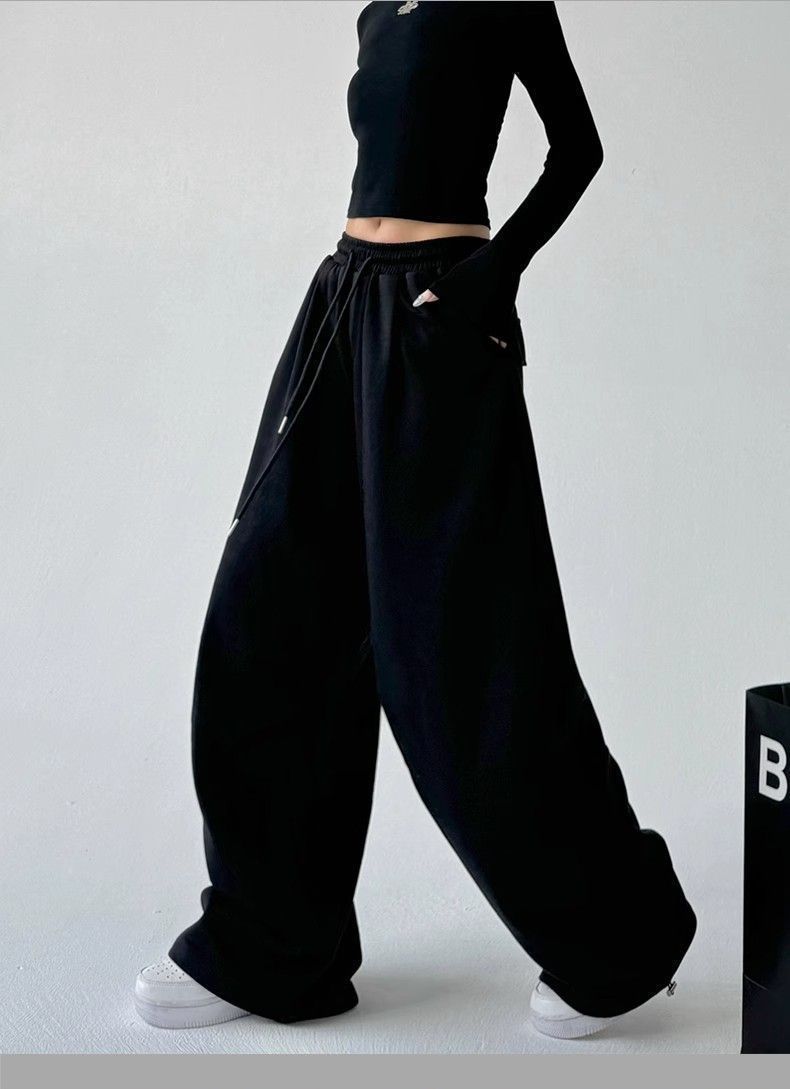 Women's Casual Jogger Pants High Waist Wide Leg Lounge Pants With Pockets Soft Polyester Workout Sweatpants Streetwear Fashion_voghion.com