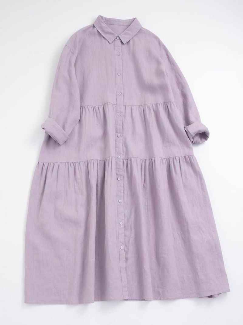 Abbigliamento da donna, autunno, abito in lino New Forest, nove punte, maniche lunghe, vita alta, gonna ampia e ampia, cardigan comodo e gonna lunga in lino e cotone_voghion.com