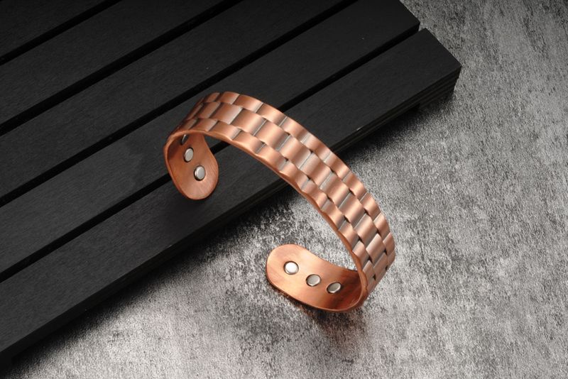 Meathly Pure Copper Magnetic Bracelets for Men Women Adjustable 15.5mm Wide Cuff Bangles Vintage Health Energy Magnet Jewelry_voghion.com